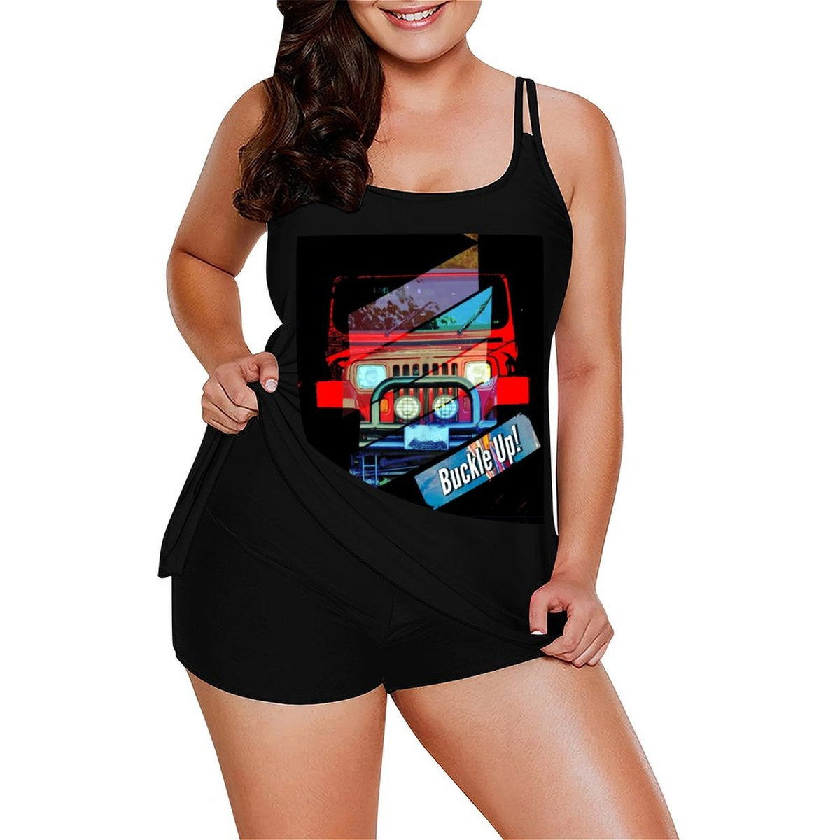 Buckle Up! 4-wheel Drive Tankini 2-Piece Swimsuit for Women