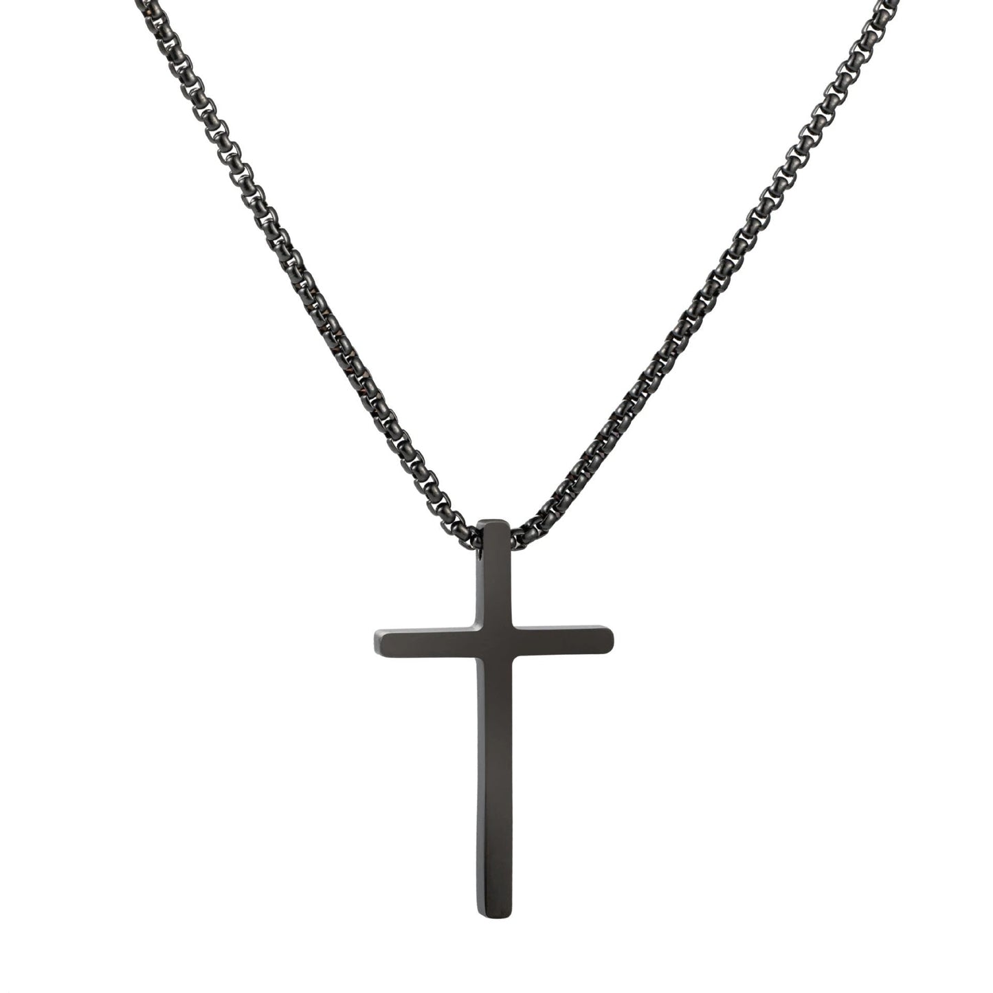 Simple Box Chain Stainless Steel Cross Necklace For Men