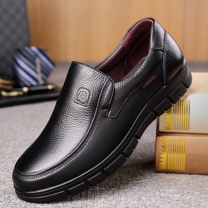 Men's Old Man's Head Layer Cowhide Business Flats