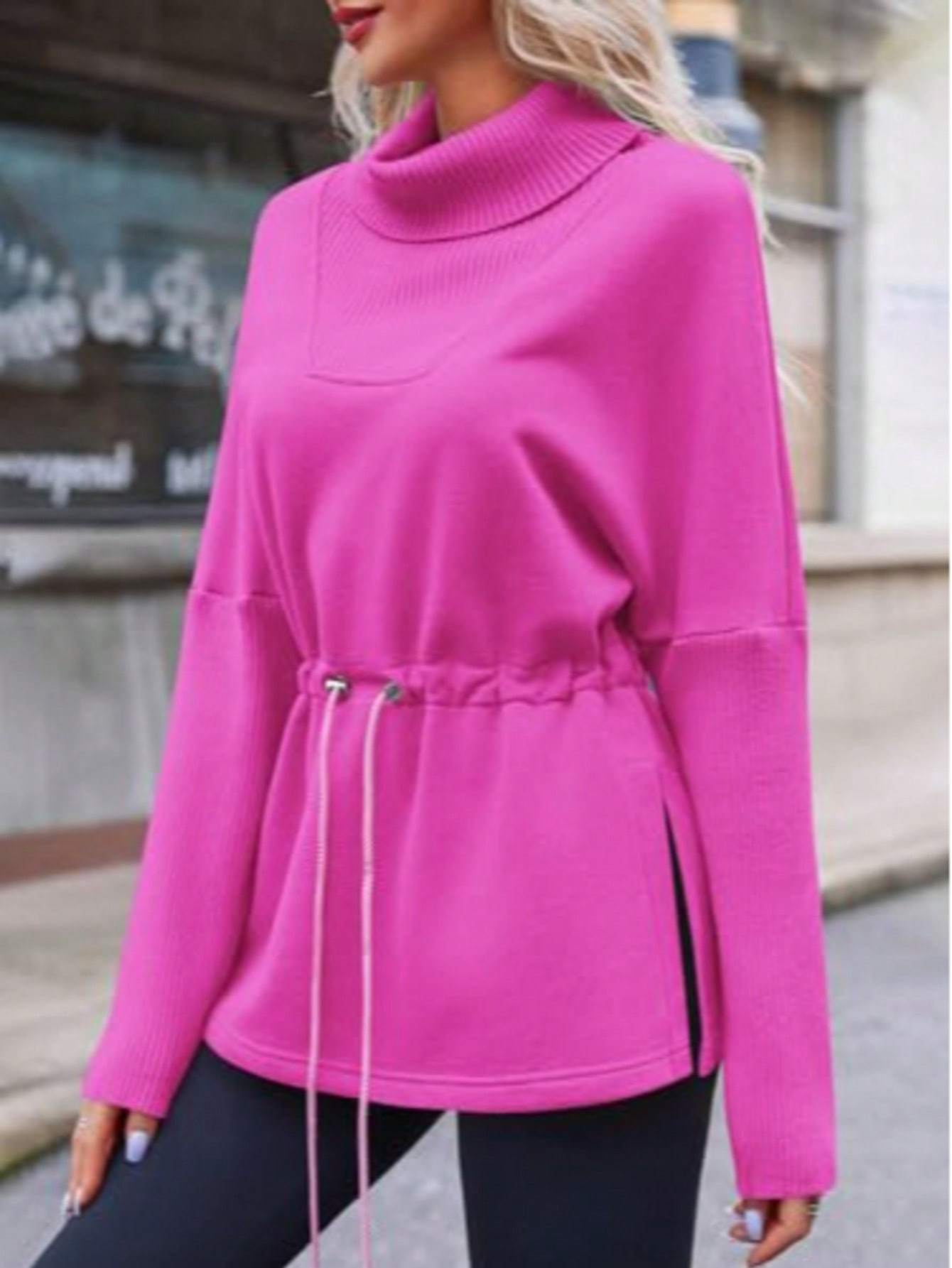 Sudadera de cuello alto de forro polar para mujer
