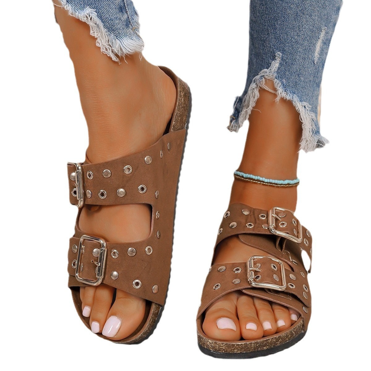 Women's Thick-soled Belt Buckle Slippers