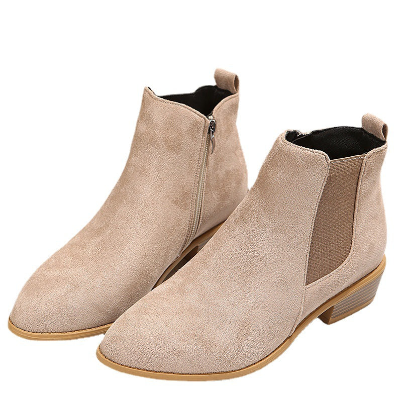 Women's Pointed Suede Elastic Band Boots