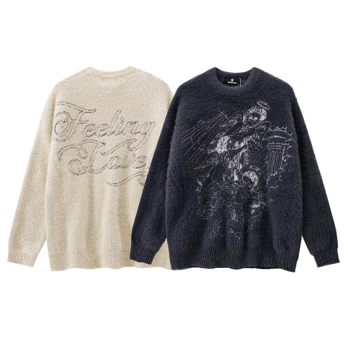 Angel Plush Round Neck Sweater Couple Sweater Coat