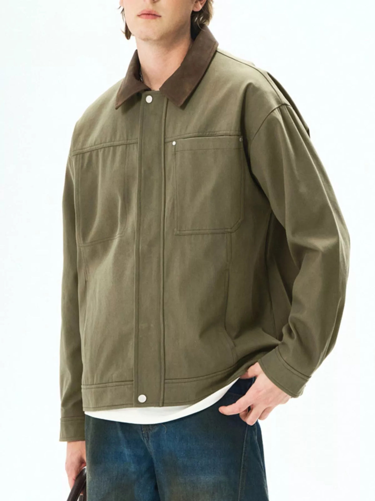 Men's Plus Size Snap Down Long Sleeve Jacket