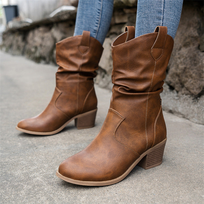 Women's Vintage Western Mid-Calf Cowboy Boots