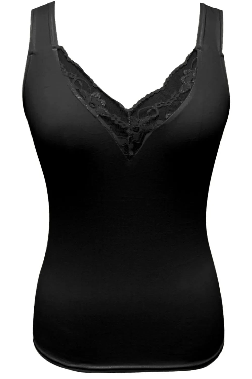 Camiseta de tirantes con cuello de pico y encaje de talla grande