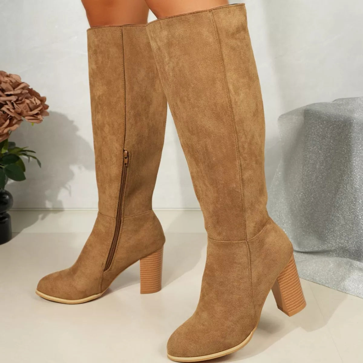 Point Toe Block Heels Boots