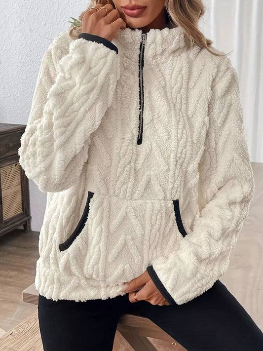 Sudadera polar de media cremallera de talla grande