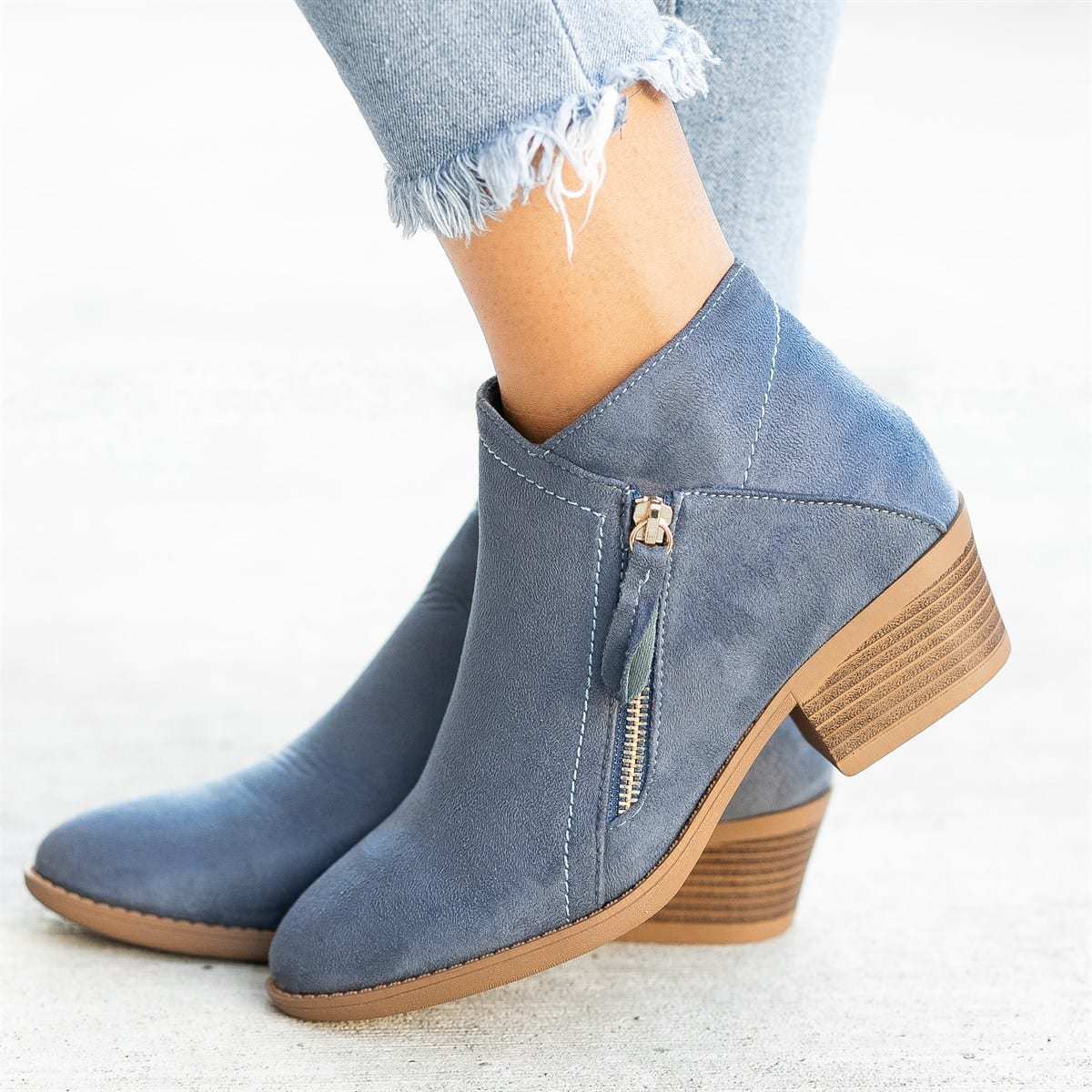 Women's Suede Boots with Chunky Sole