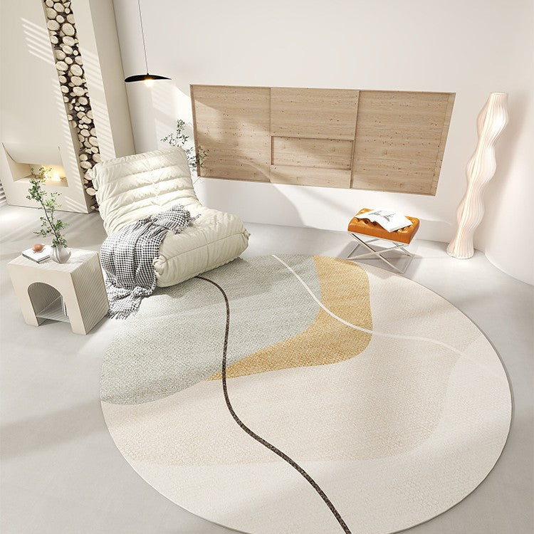 Round Cashmere Look Rug For The Bedroom Home Use