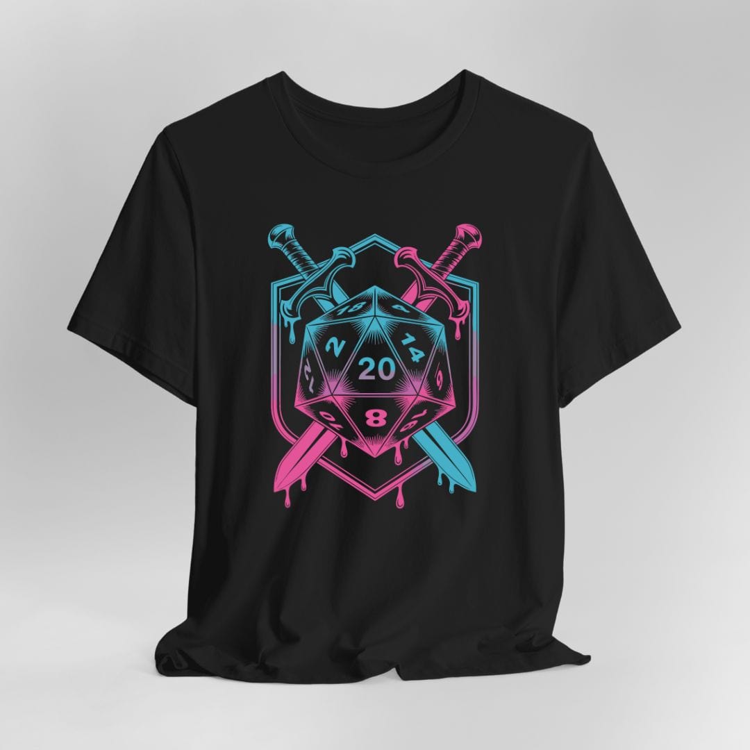 Camiseta con el escudo de espada y dado D20