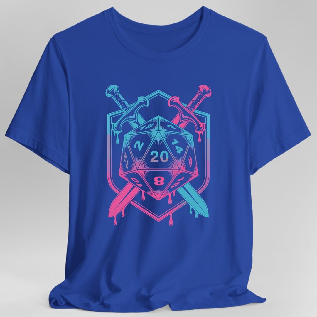 Camiseta con el escudo de espada y dado D20