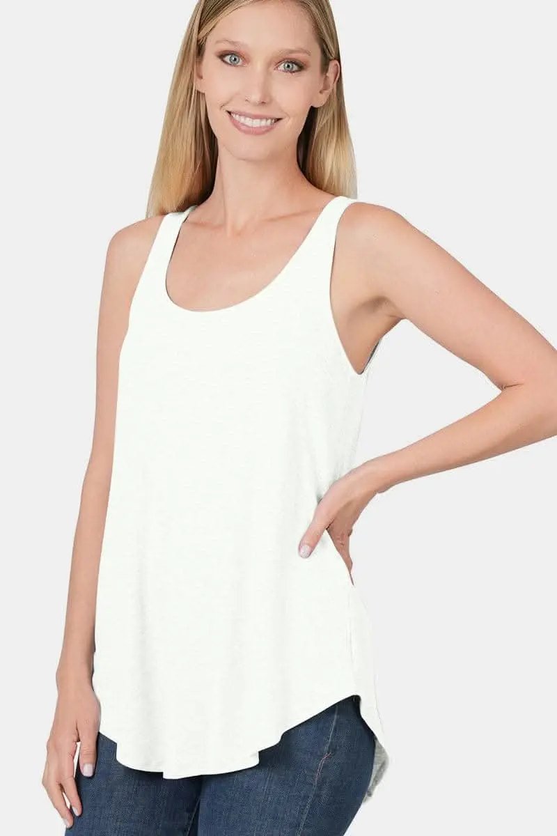 Trendsi Tank Top Curved Hem Sleeveless — Casual Wear