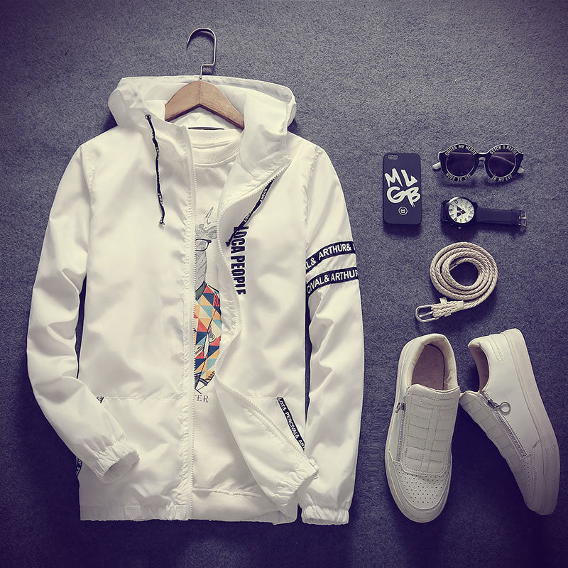 Men's Lettered Hooded Jacket