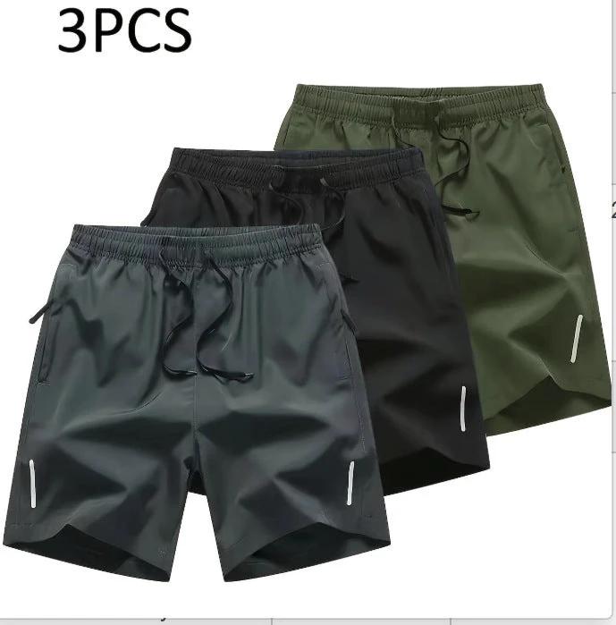 Fashionable Zippered Pocket Casual Men's Shorts (Set Of 3)