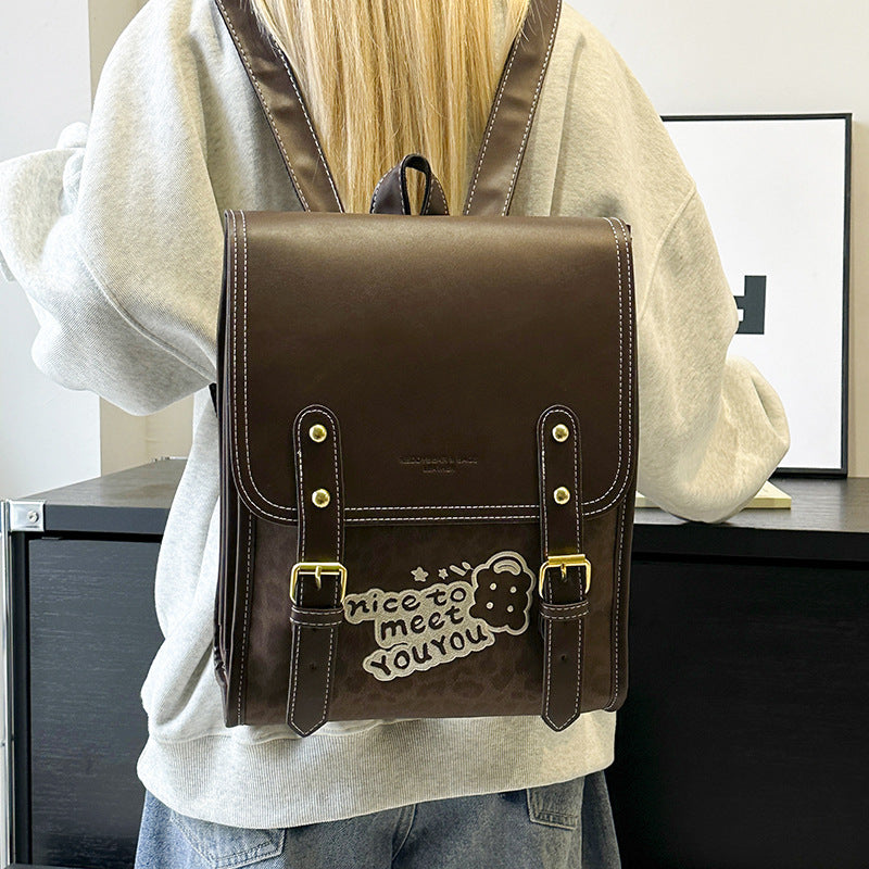 Simple Western-style High-quality Large-capacity Commuter And Street-ready Backpack