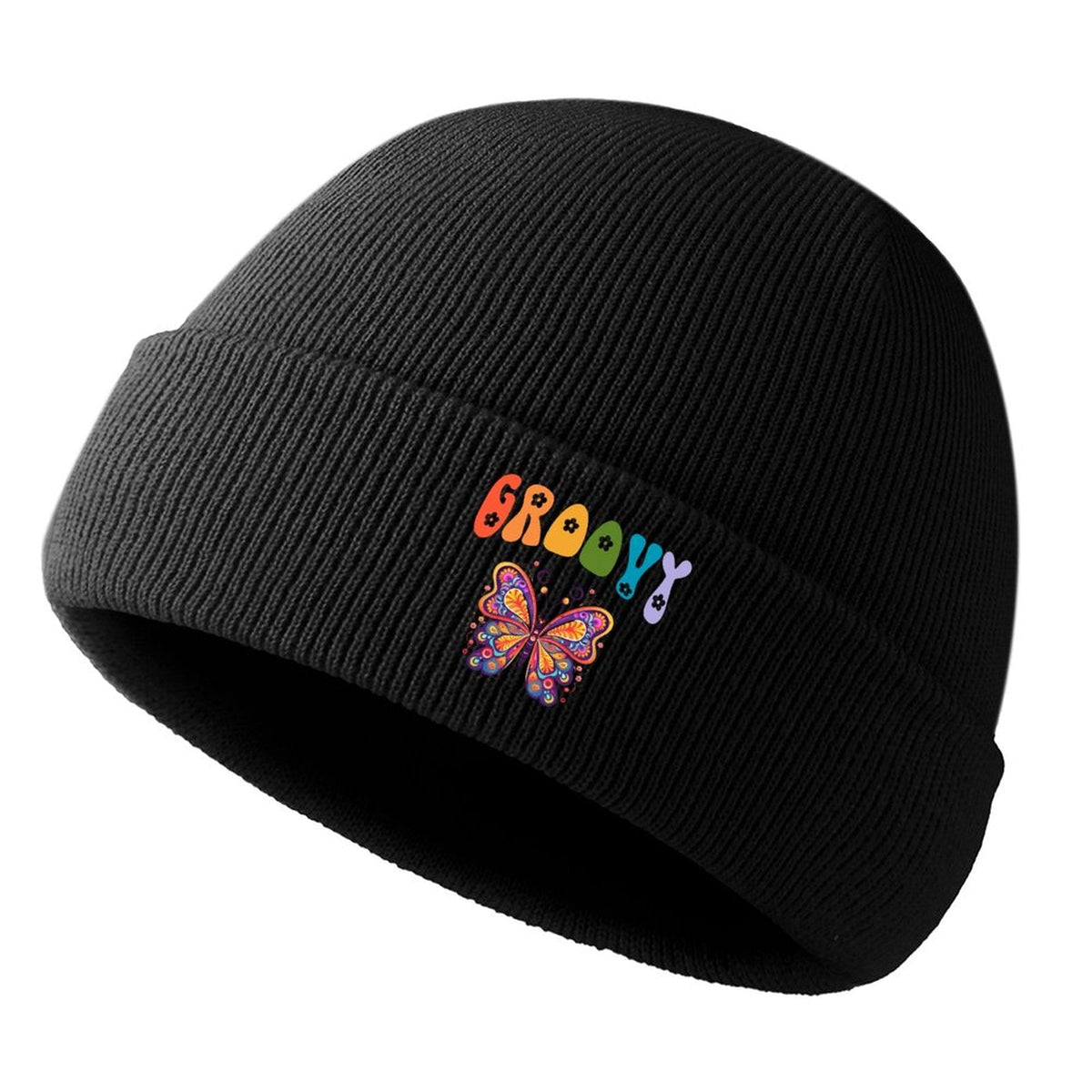 Groovy Butterfly Knit Warm Winter Hat Beanie (Made in USA)