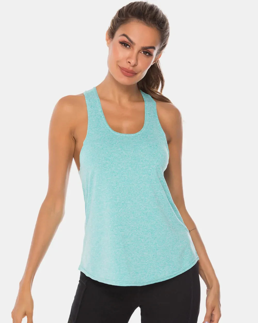 Camiseta sin mangas deportiva de tirantes anchos y cuello redondo de talla grande