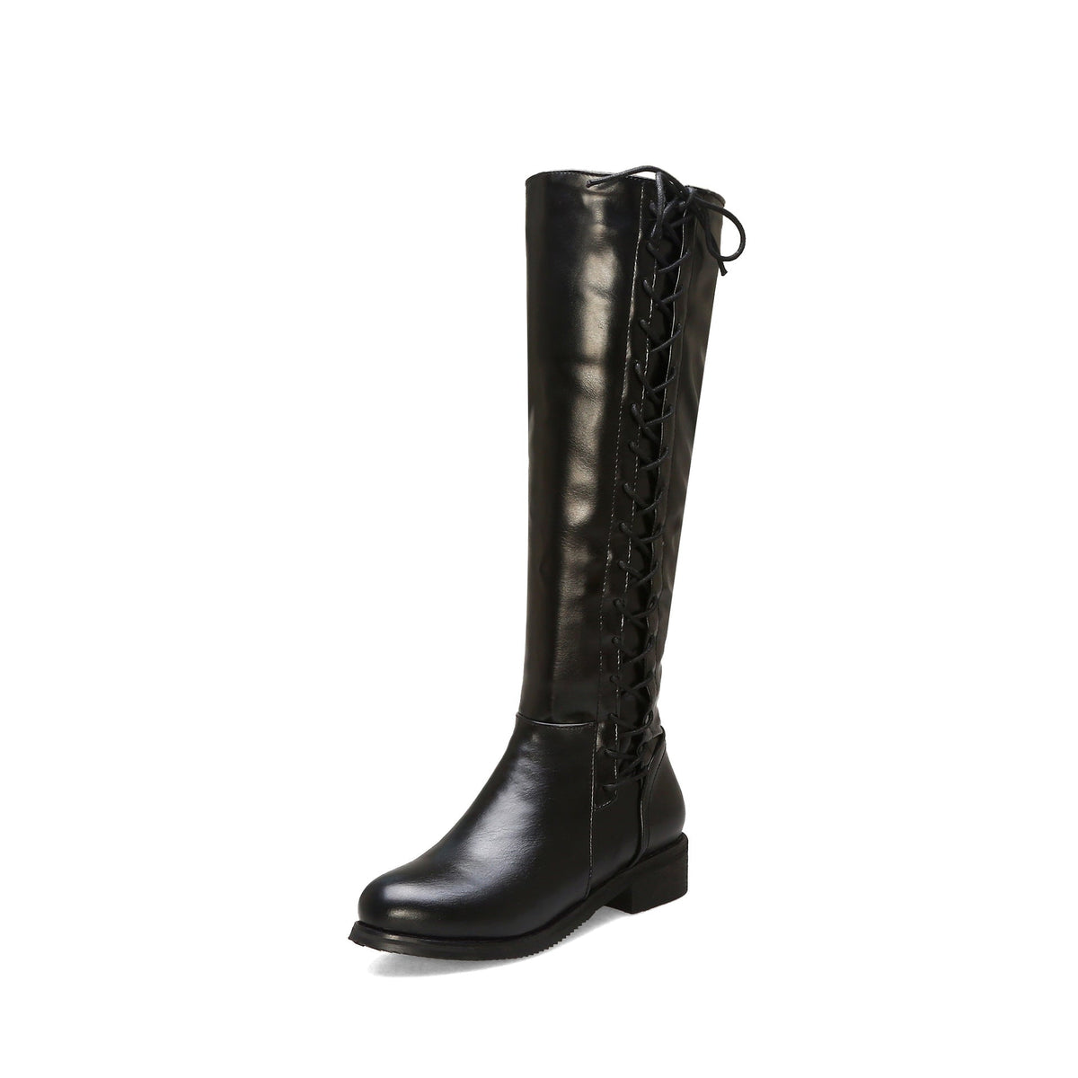 Mid-heel Round-toe High Boots For Fallwinter