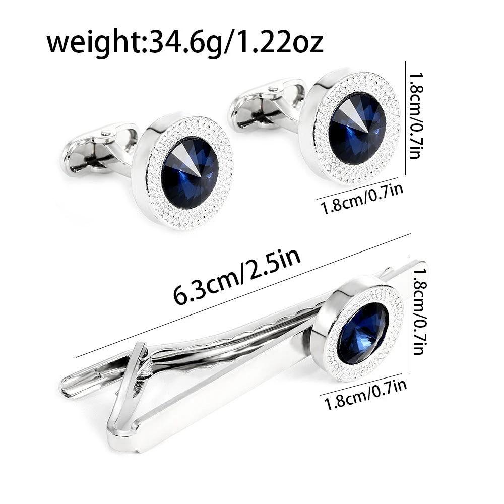 Men's Business Fashion Blue Crystal Zircon Cufflinks