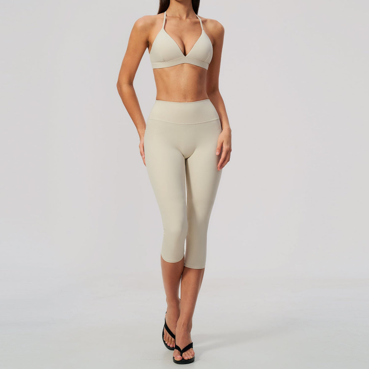 Womens Tight-Fitting Quick-Drying High-Waisted Capris Yoga Wear