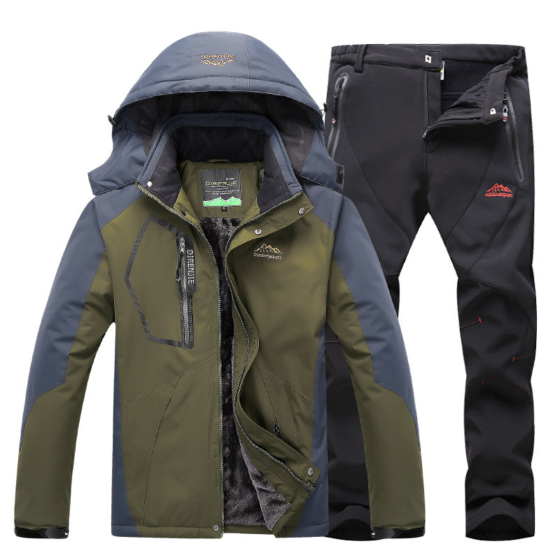 Men's Winter Waterproof Fleece Lined Outdoor Jacket Set