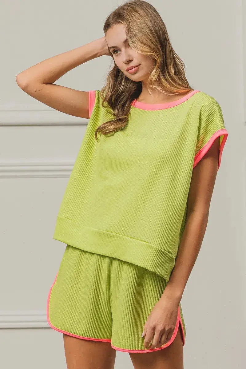 Women's Casual Tee Cord Rib Knit Top - Soft & Comfortable - Casual Tee