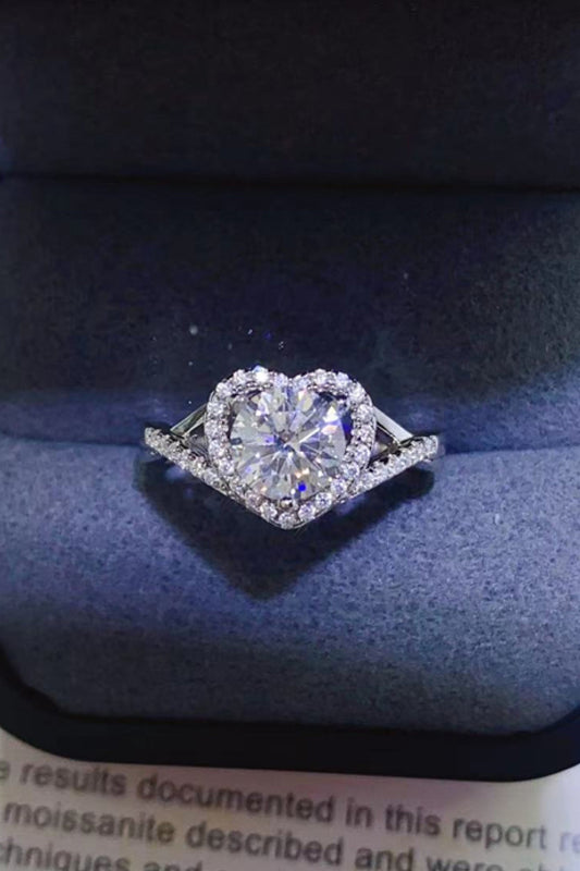 Anillo Corazón de Moissanita de 1 Quilate en Plata Esterlina 925 Adorado