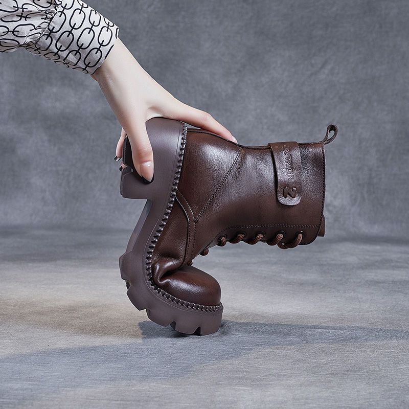 Women's Fleece-Lined Platform Martin Boots