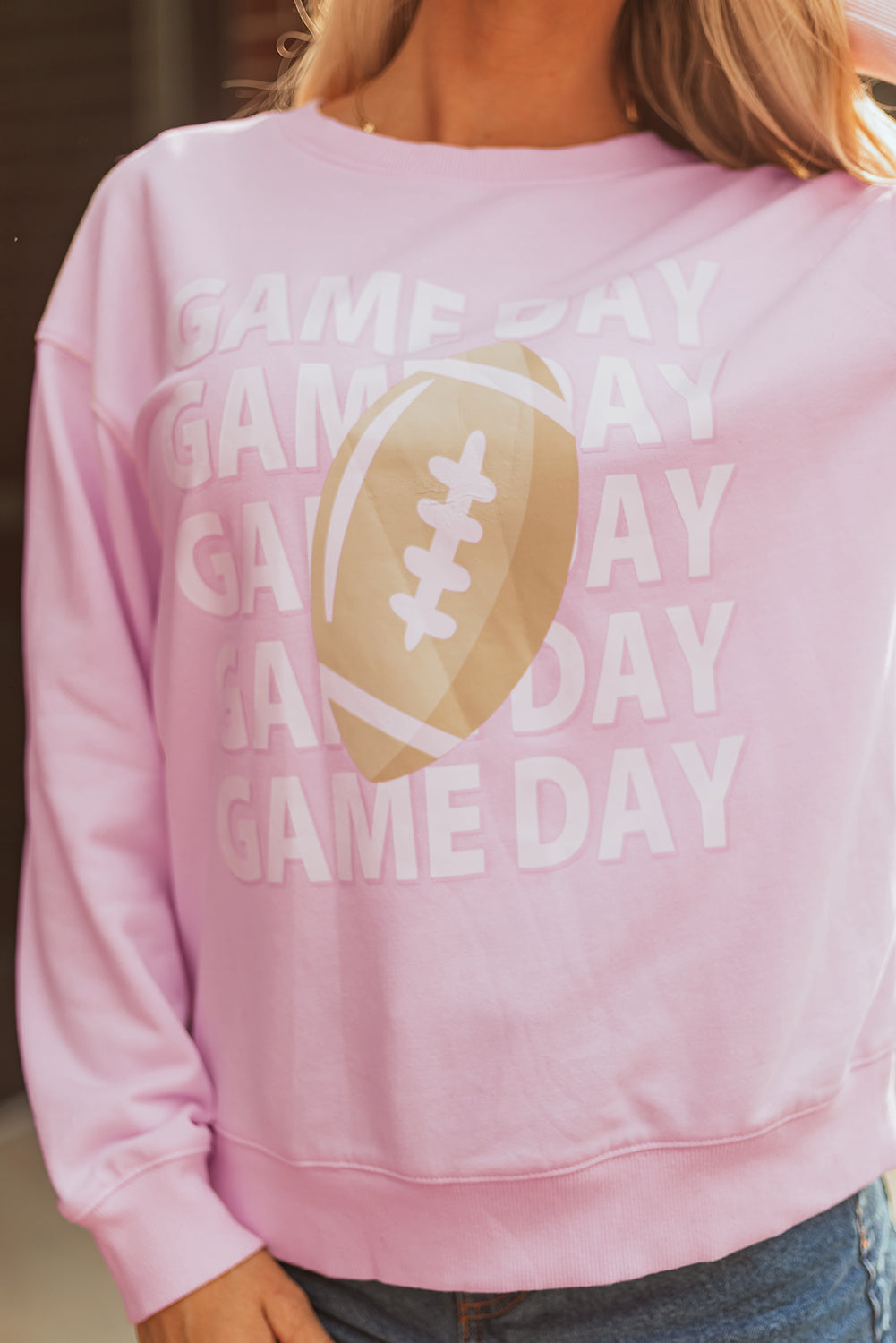 Sudadera informal rosa con estampado de fútbol americano y rugby para el día del partido