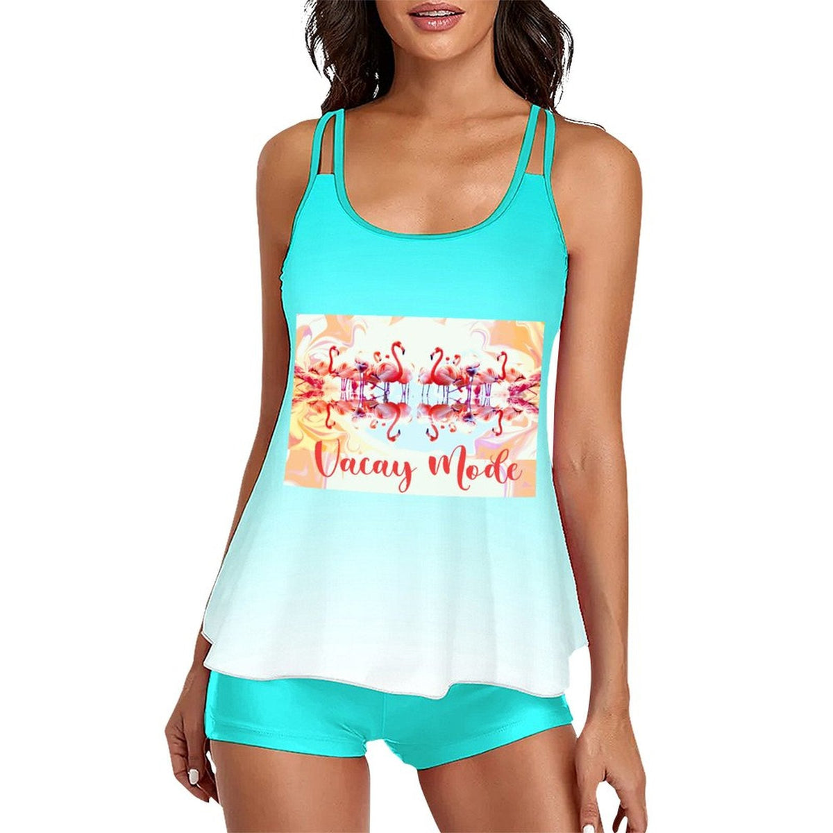 Flamingos in Vacay Mode Tankini Two-Piece for Women (Made in USA)