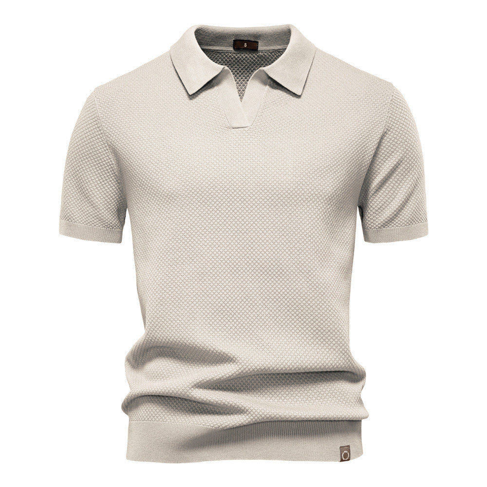 2026Summer High Quality European Size Pineapple Wool Polo Shirt Men's Business Seagull Collar Men's Short Sleeve Sweater Polo