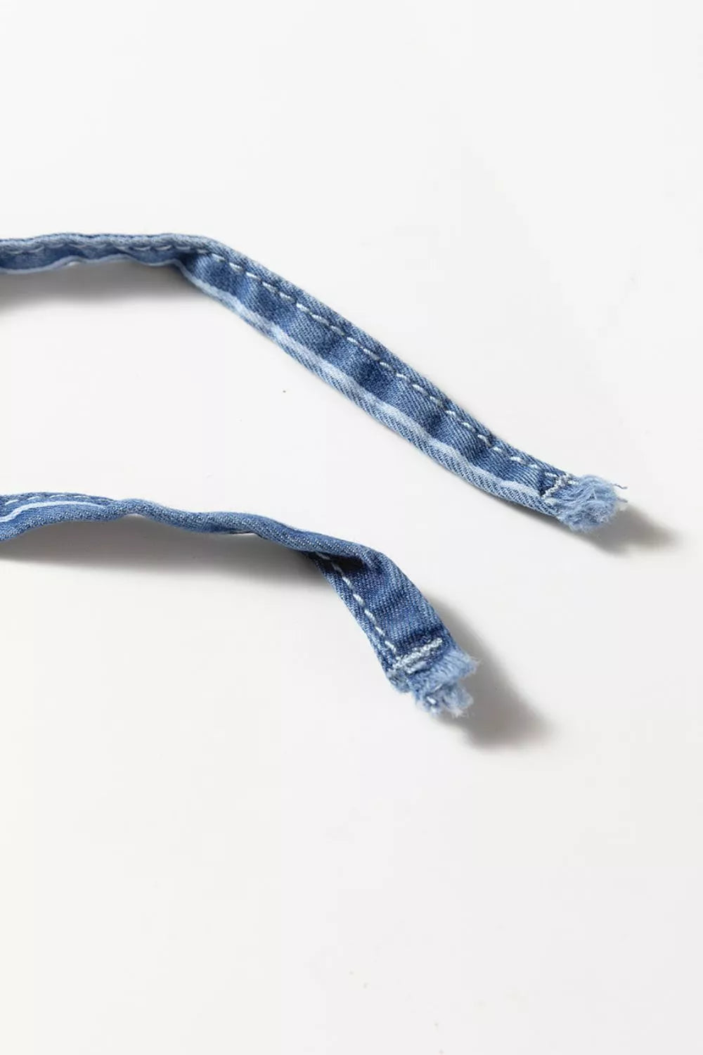 Stripe Chambray Wide Leg Tied Elastic Waist Jeans