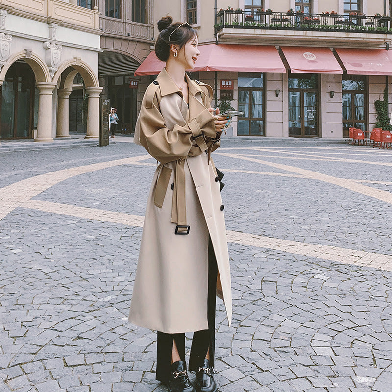 British Style Mid-Length Coat Jacket for Spring & Autumn