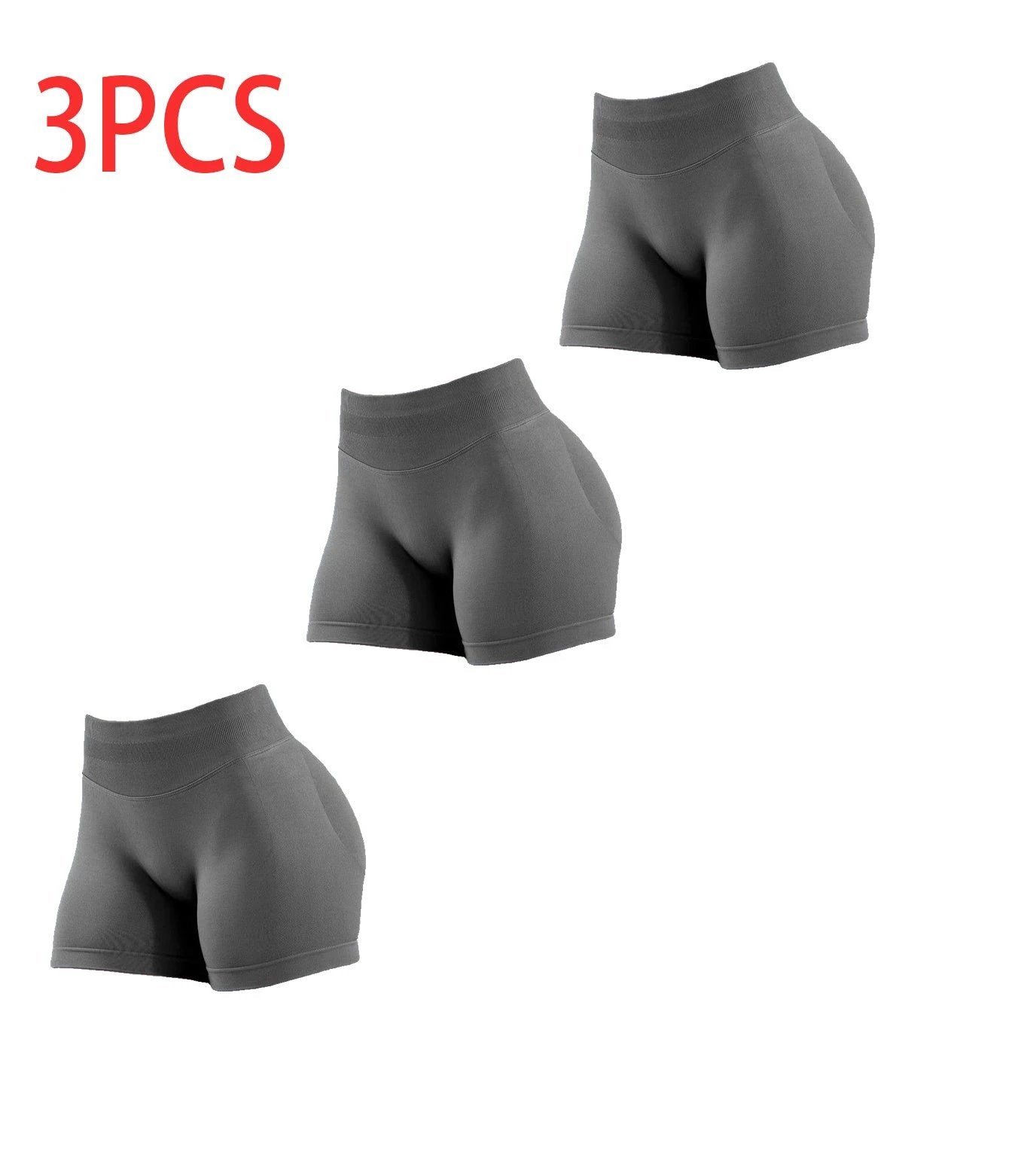 3PCS High-waisted Solid-color Training Shorts