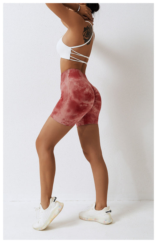 Pantalones Cortos de Yoga Sin Costuras Teñidos con Salpicaduras para Mujer
