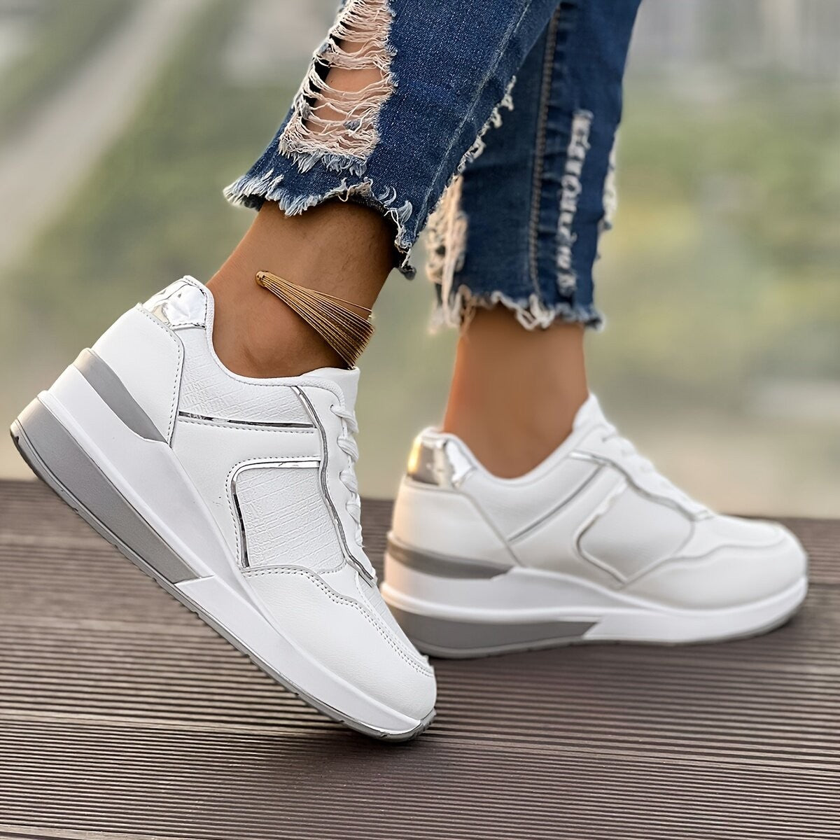 Women's Wedge Platform Leisure Sneakers