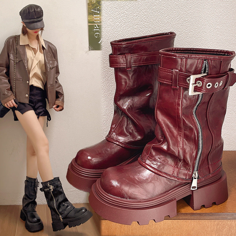 Women's British Style Retro Western Knight Boots