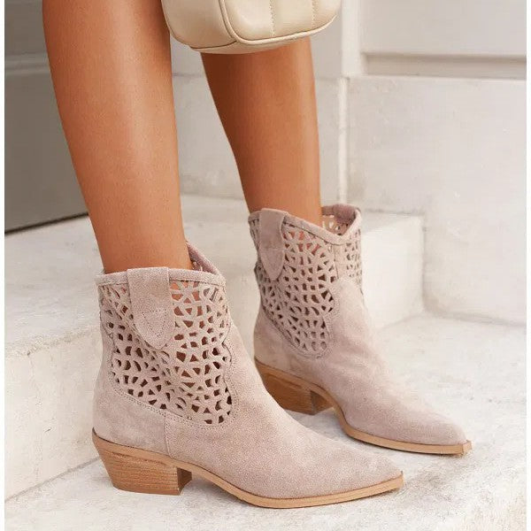 Botines de tacón grueso para mujer, tallas grandes, con diseño calado. Ver tabla de tallas en "más detalles"