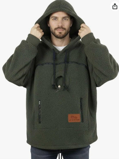 2025 European And American Style Fleece-Lined Hooded Sweatshirt, Unisex, Loose Fit, Casual, Warm, Cross-Border Bestseller With Drawstring