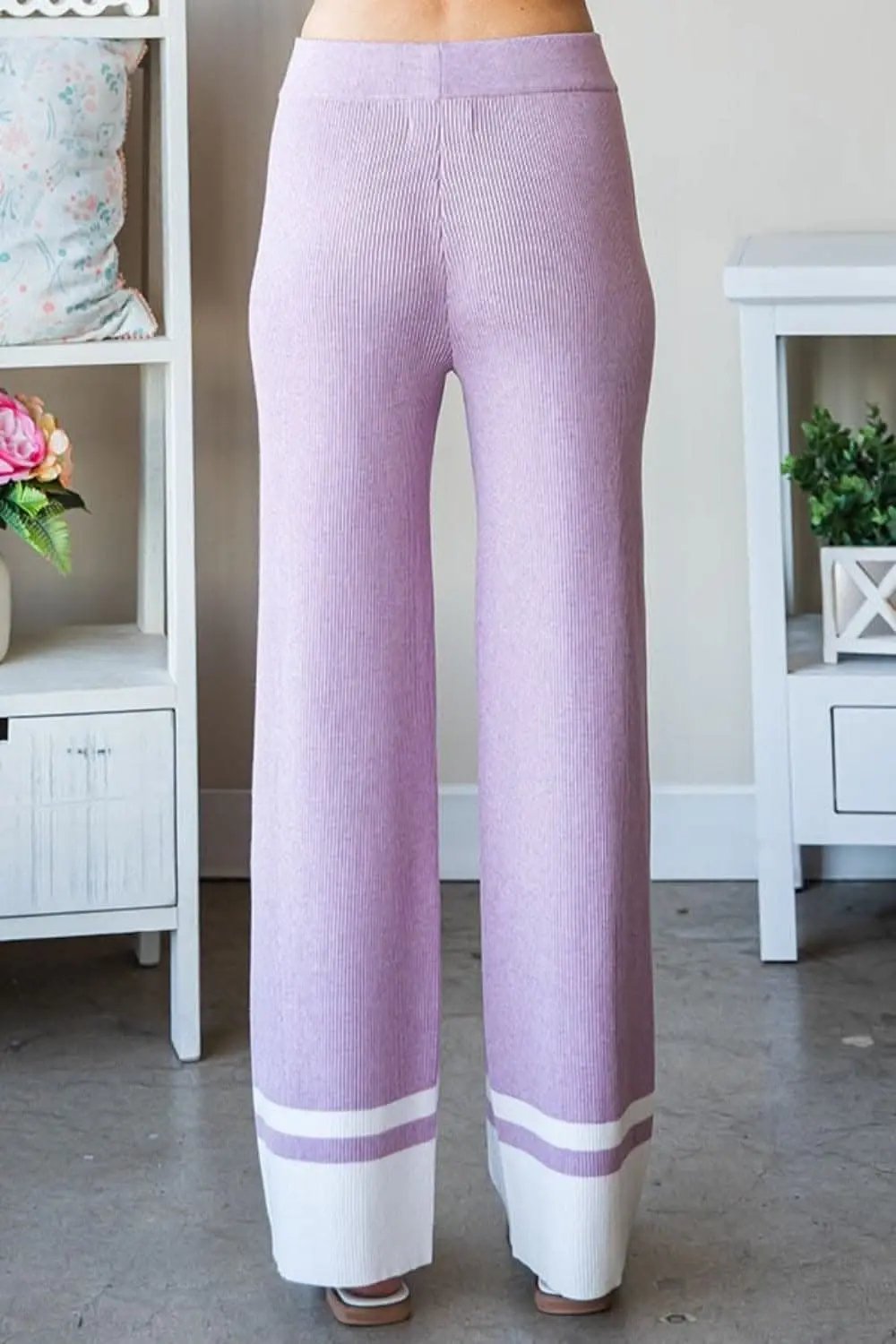 Trendsi First Love Contrast Ribbed Knit Pants