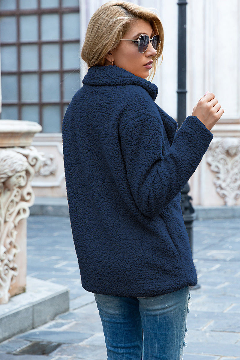Abrigo de Sherpa con Cuello Solapa Completo Ivy Lane