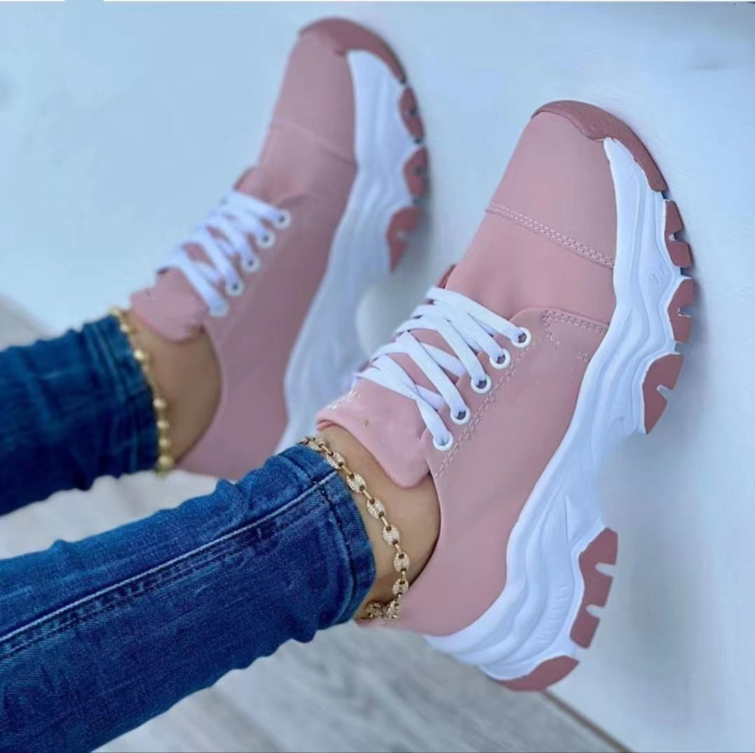 Women's Round Head Thick Bottom Low-top Casual Sneakers