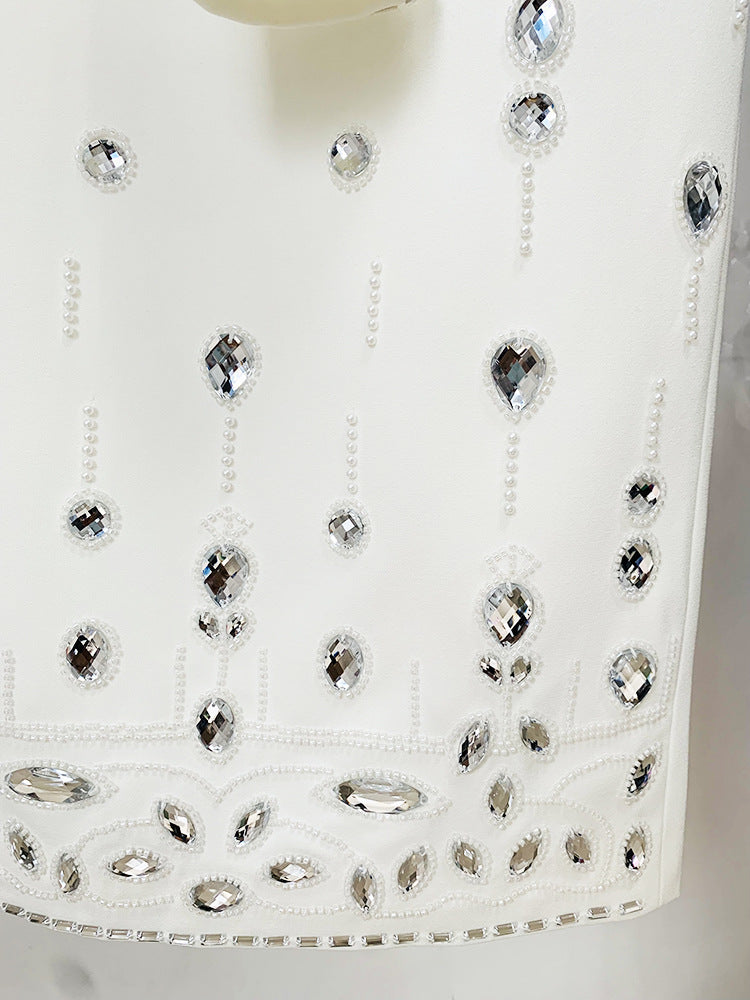 Moda Nueva Industria Pesada Cuentas Diamantes Incrustados Top Corto Falda Larga Traje Vea la tabla de tallas en "más detalles"