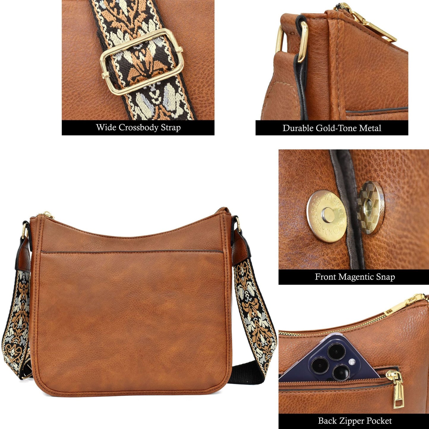 Women's Retro Solid Color Messenger Bag