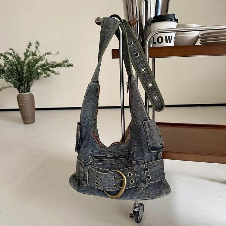Vintage Washed Denim Travel Bag