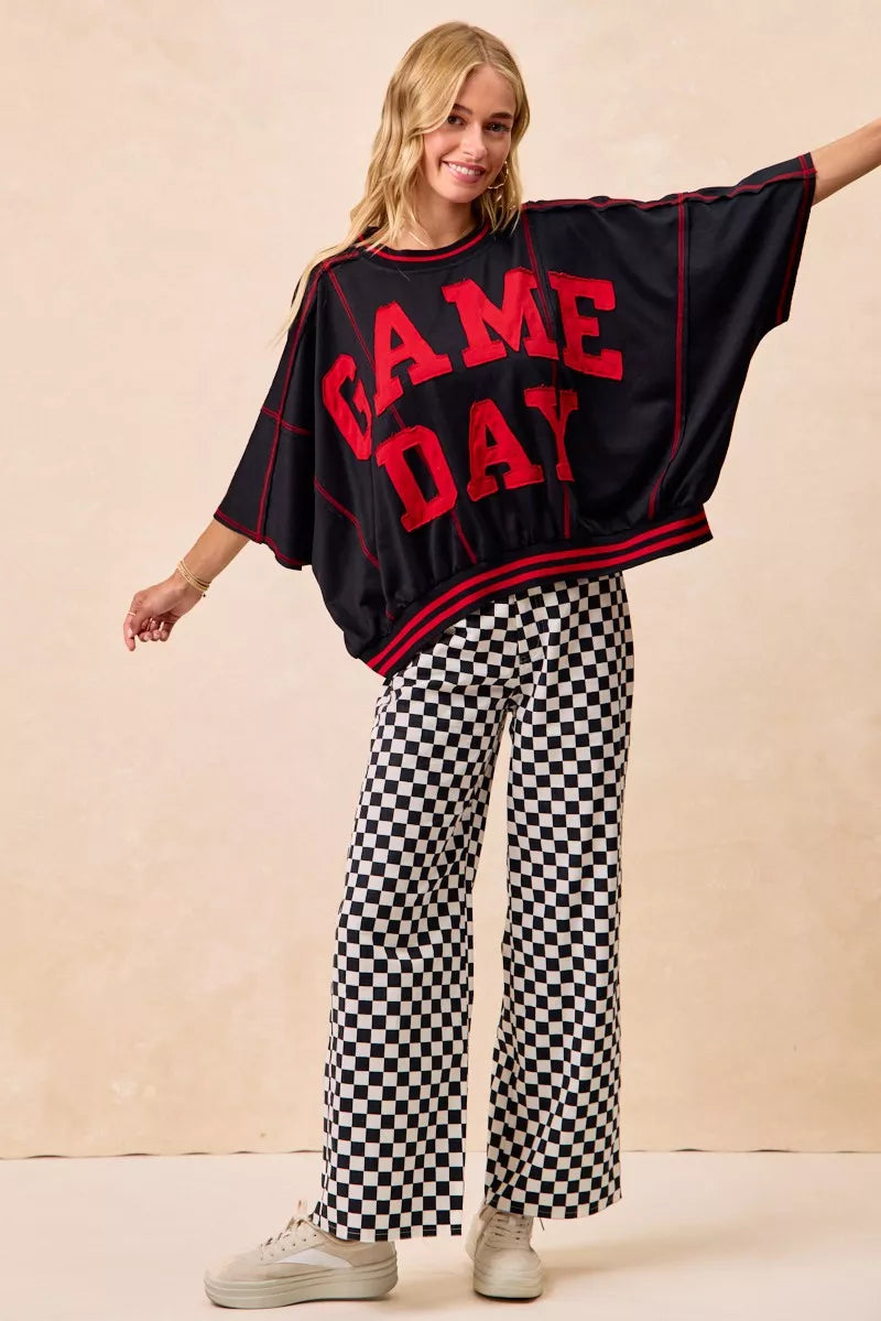 Pantalones con estampado a cuadros temáticos de día de partido de BiBi