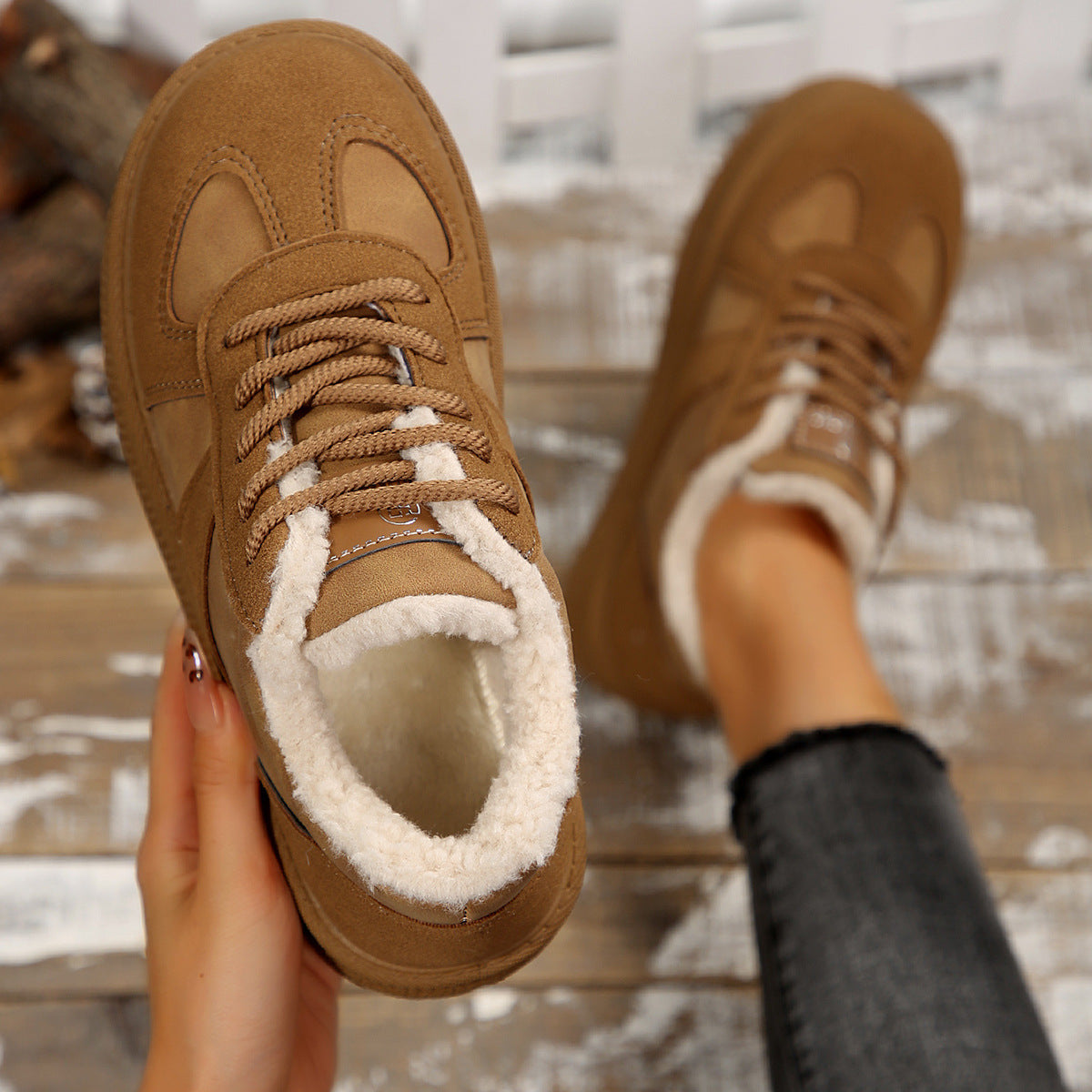 Womens Fleece-lined Warm Short Snow Boots