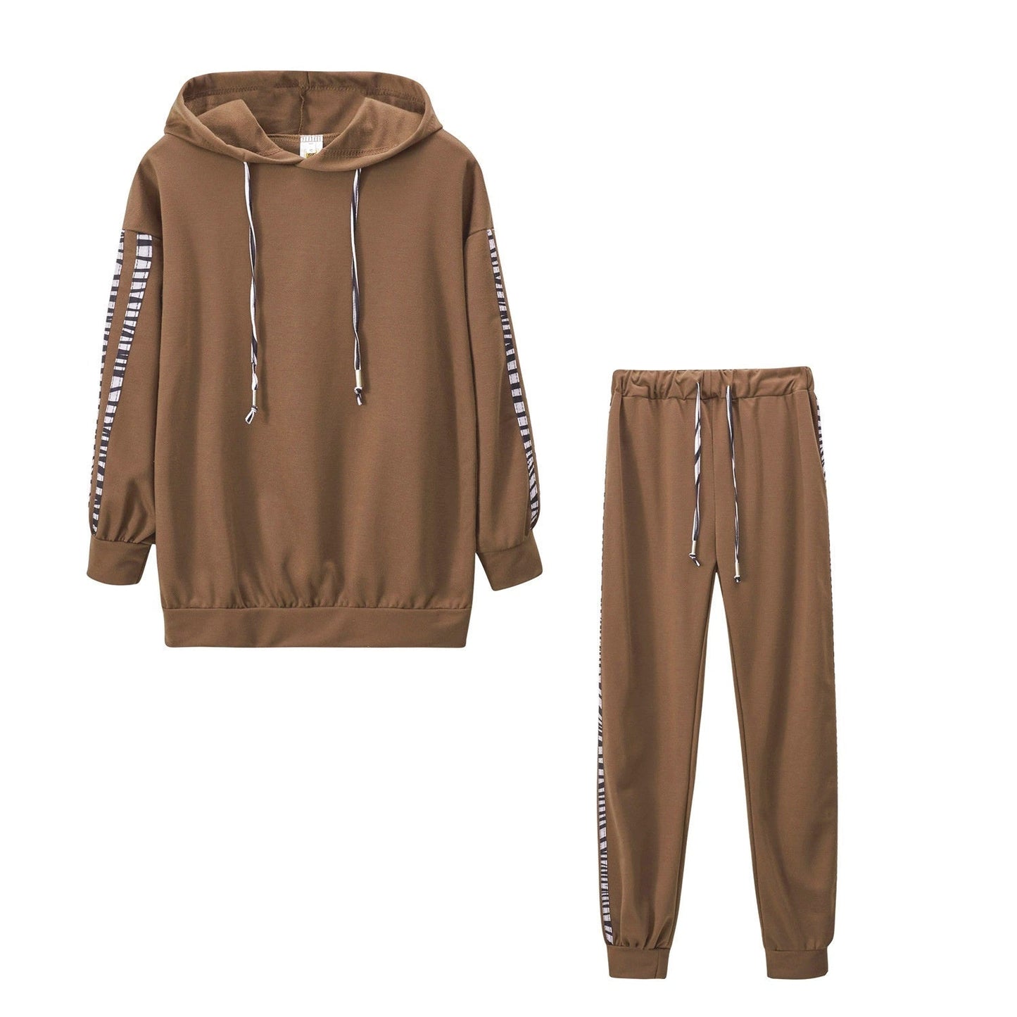 Solid Color Striped Casual Hoodie Two-piece Set See size chart under “more details”