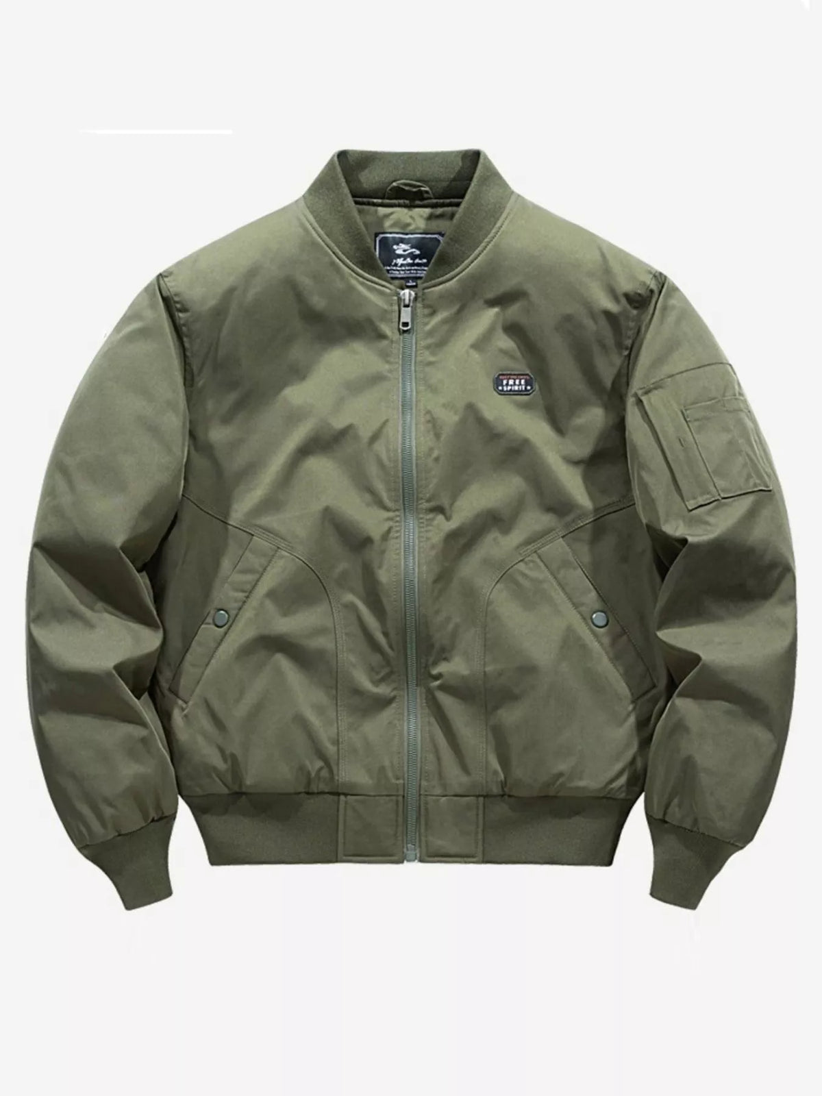 Men's Plus Size Bomber Jacket with Zipper